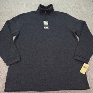 New Haggar In Motion Mens XLT Black Heather Quarter Zip Pullover Sweater 435886X